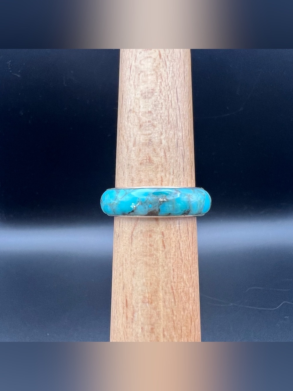 Sterling Silver Turquoise Eternity Band - Picture 3 of 6